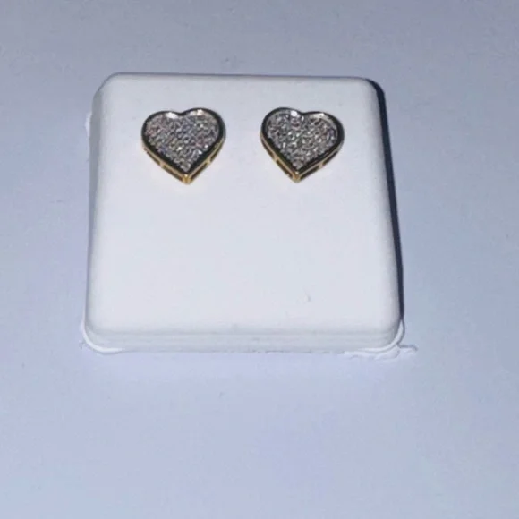 Real Diamond Heart Screw Back Earrings, 100% natural diamonds, Gift for Her WOW - Picture 6 of 6